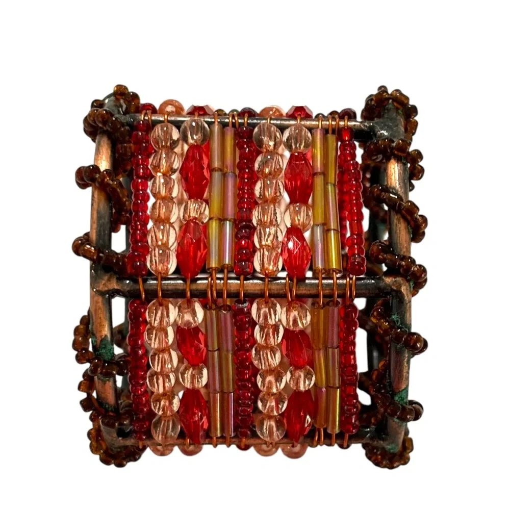 Vintage Pier 1 Moroccan Beaded Napkin Rings Set of 8